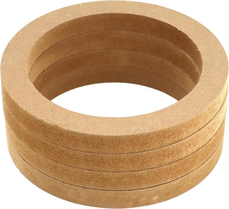 QWORK حلقة فراغ مكبر الصوت الخشبية، 4 قطع 6.5 بوصة حلقة مكبر الصوت MDF، حلقات خشبية لمكبرات الصوت 6.5 بوصة - Image 4